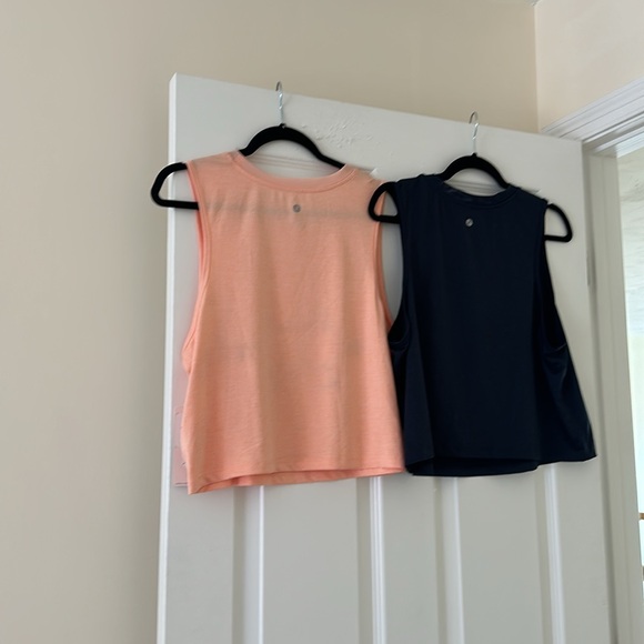 DANSKIN 2 Pack Mesh Trim Navy & Peach Heather, see pic peach color flaws -L NWT - Picture 5 of 9